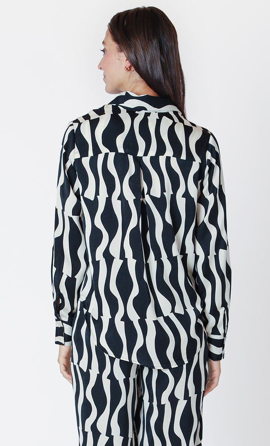 Dex Patterned LS Satin Blouse