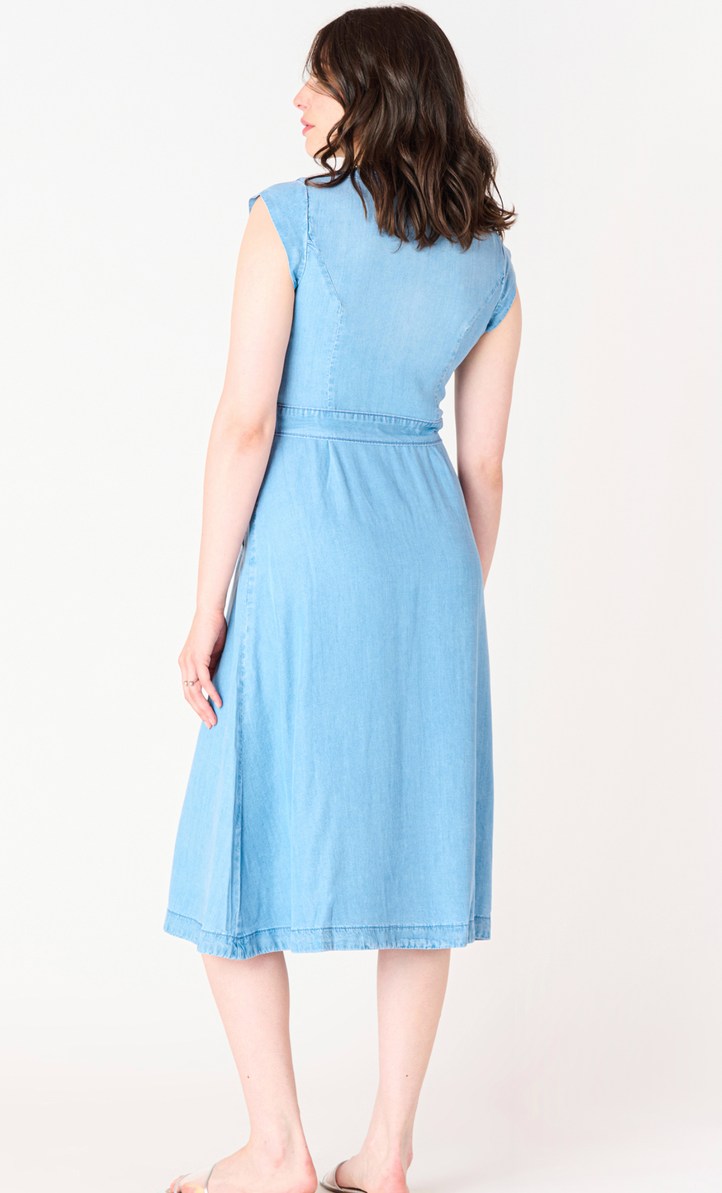 Dex Button Front Tencel Midi Dress