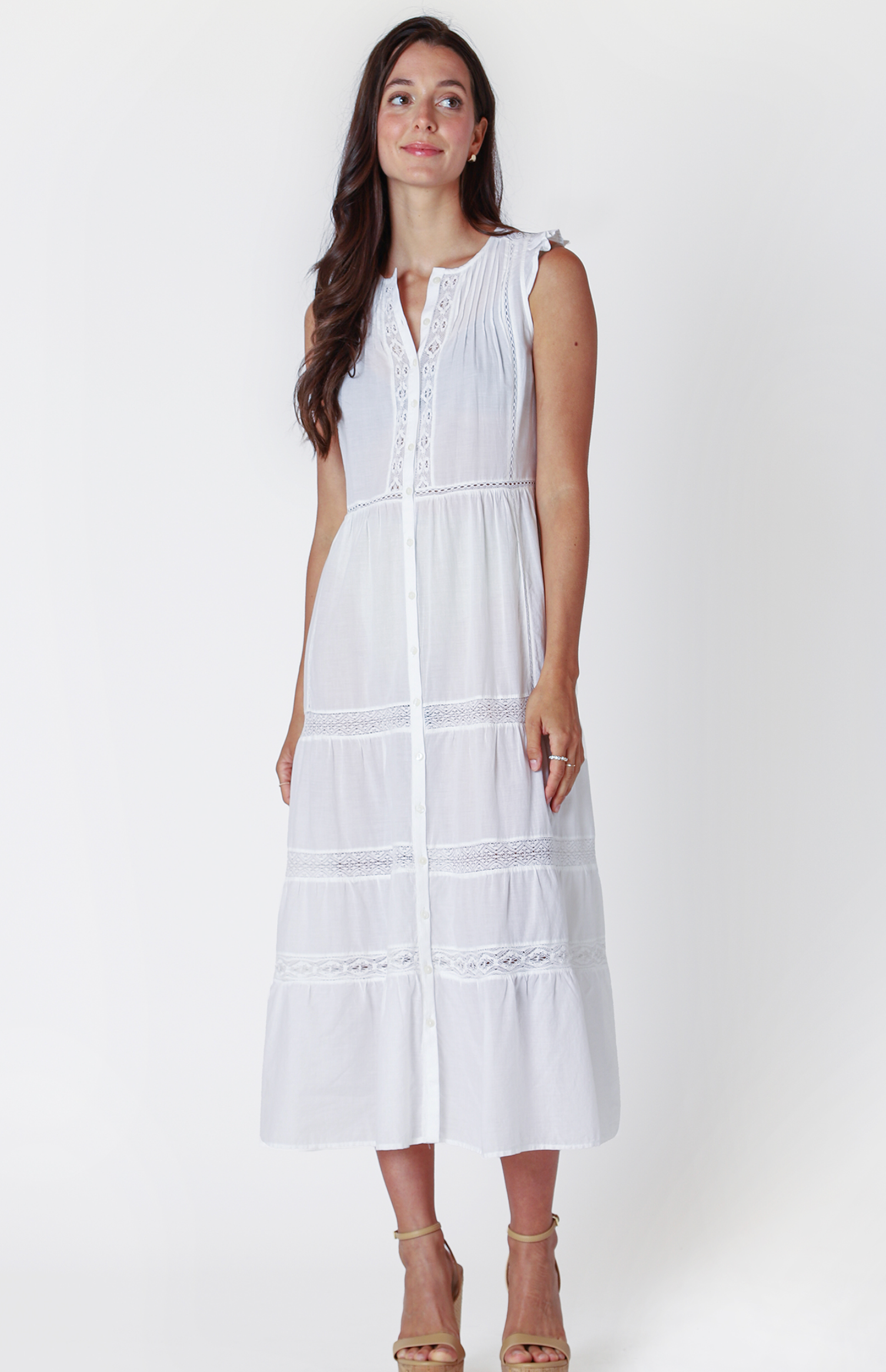 Dex Lace Insert Tiered Maxi Dress