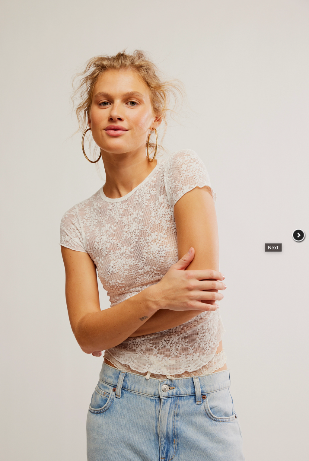 Free People Ready To Go Lace Tee