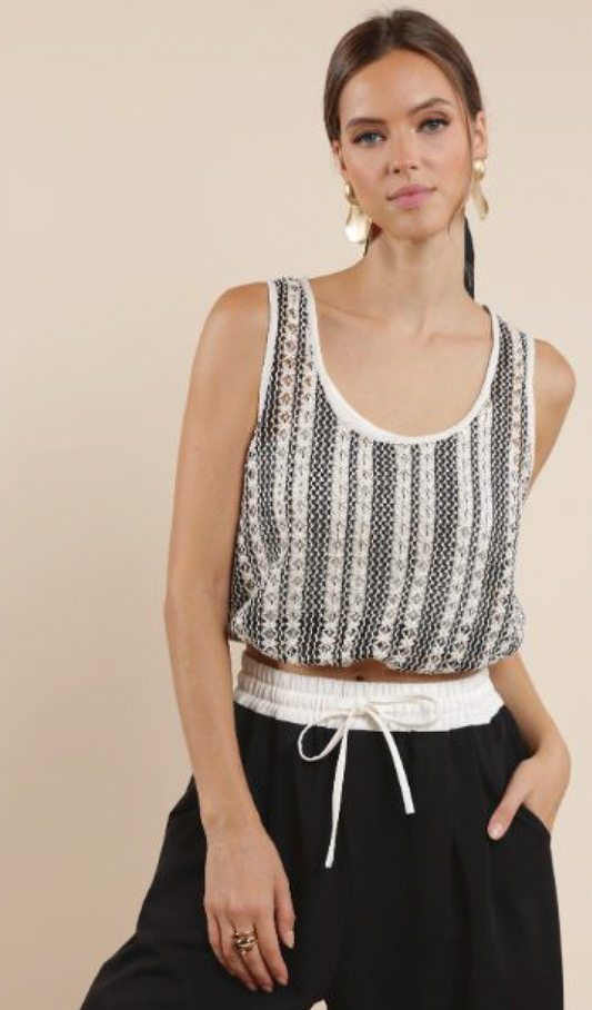 Sage The Label Cactus Country Novelty Stripe Bubble Tank