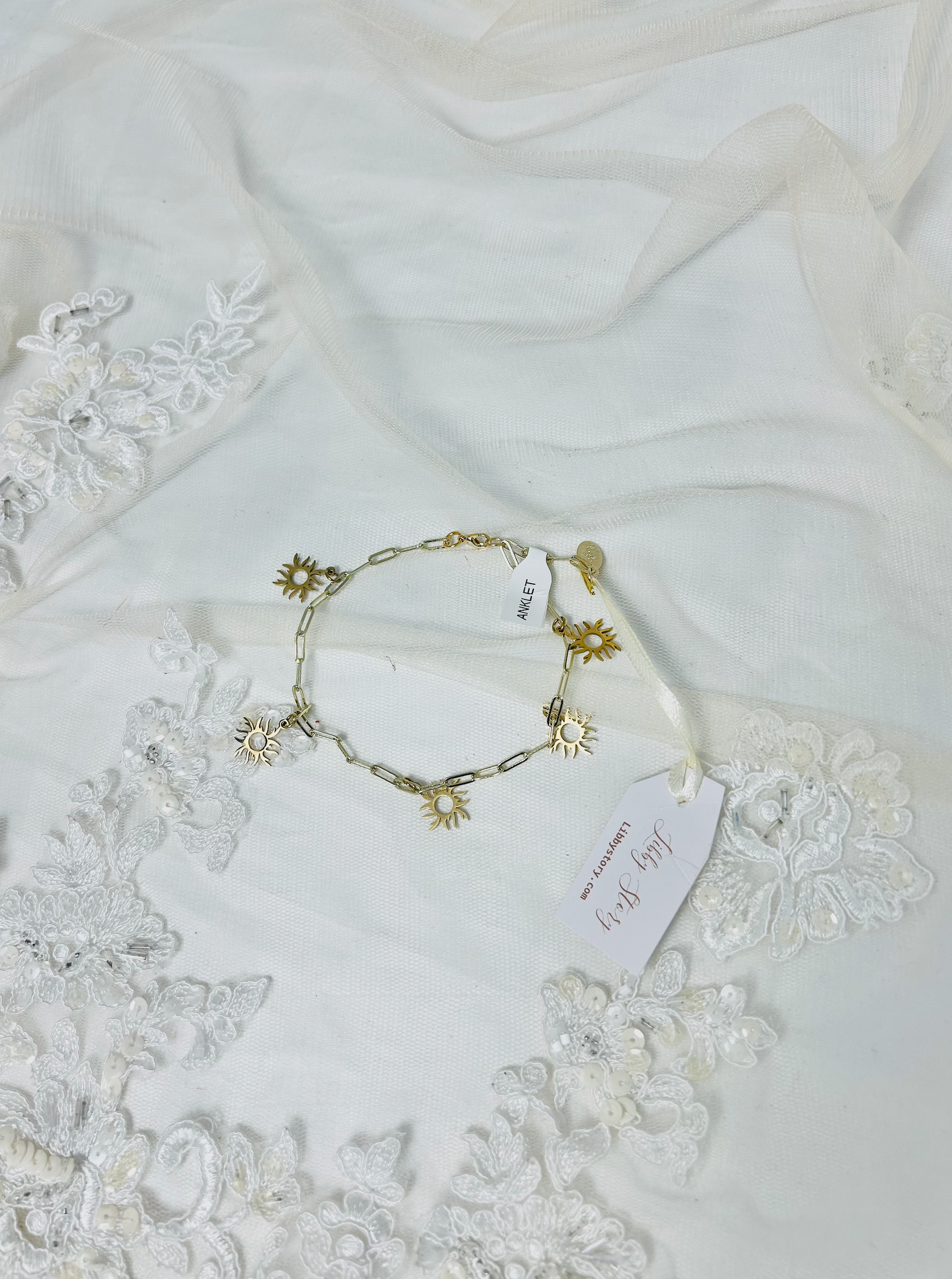 Gold Sun Charm Anklet