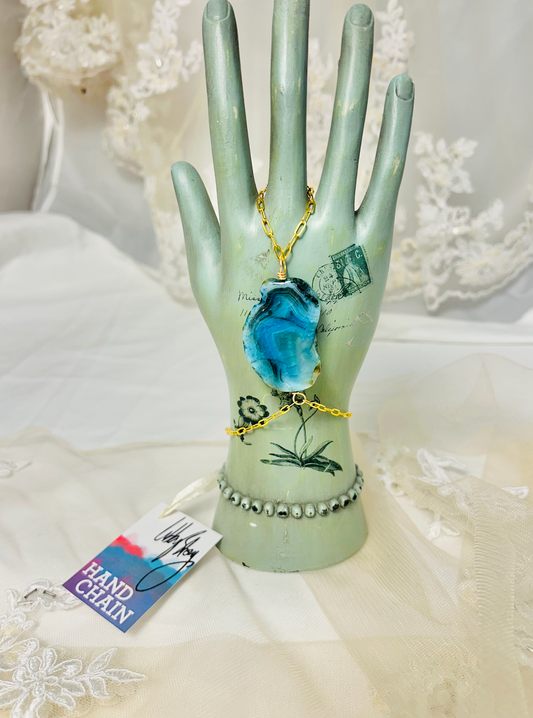 OOAK Hand chain or Bracelet w/ Agate Stone