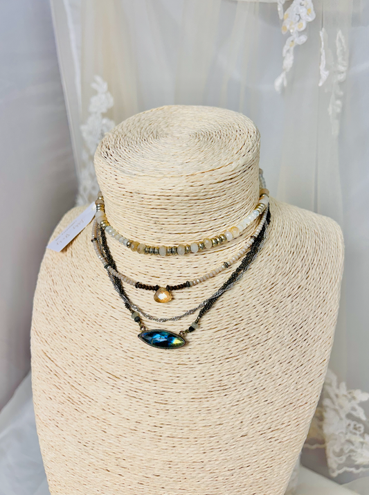 OOAK Multi Strand Labradorite Pendant Necklace