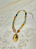 OOAK Vintage Glass and Cameo Necklace
