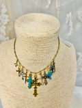 OOAK Vintage Chain 11 Cross Charm Necklace