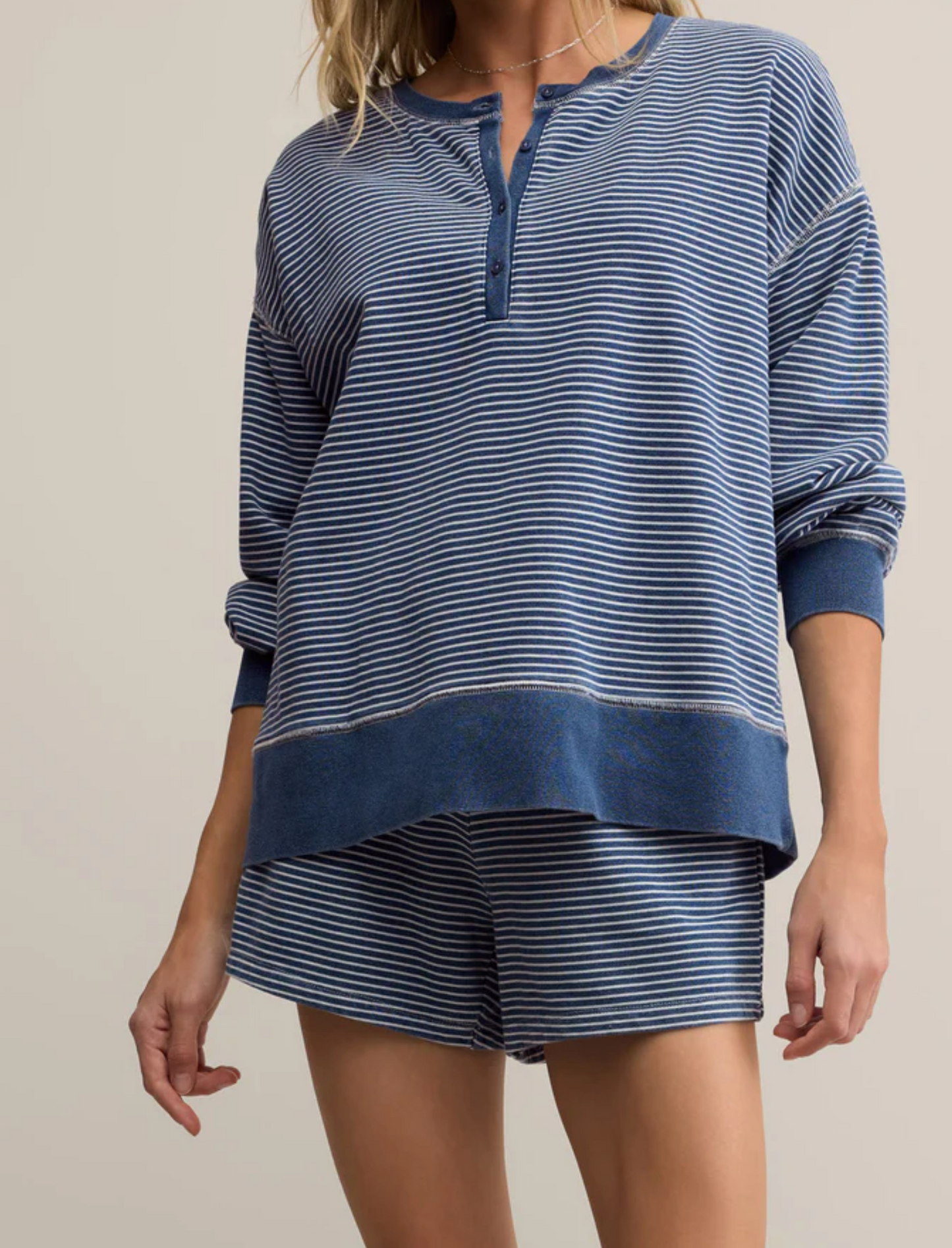 Apollo Knit Denim Striped Sweatshirt