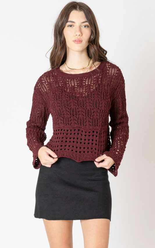 Dex OPEN STITCH WAVY HEM SWEATER