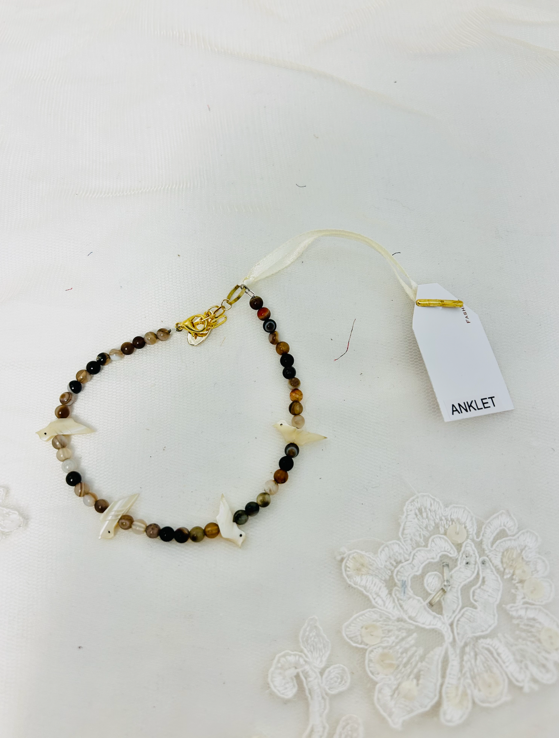 OOAK Birdy Anklet with Semi Precious Stones