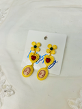 Cameo Rhinestone Flower Heart Earring