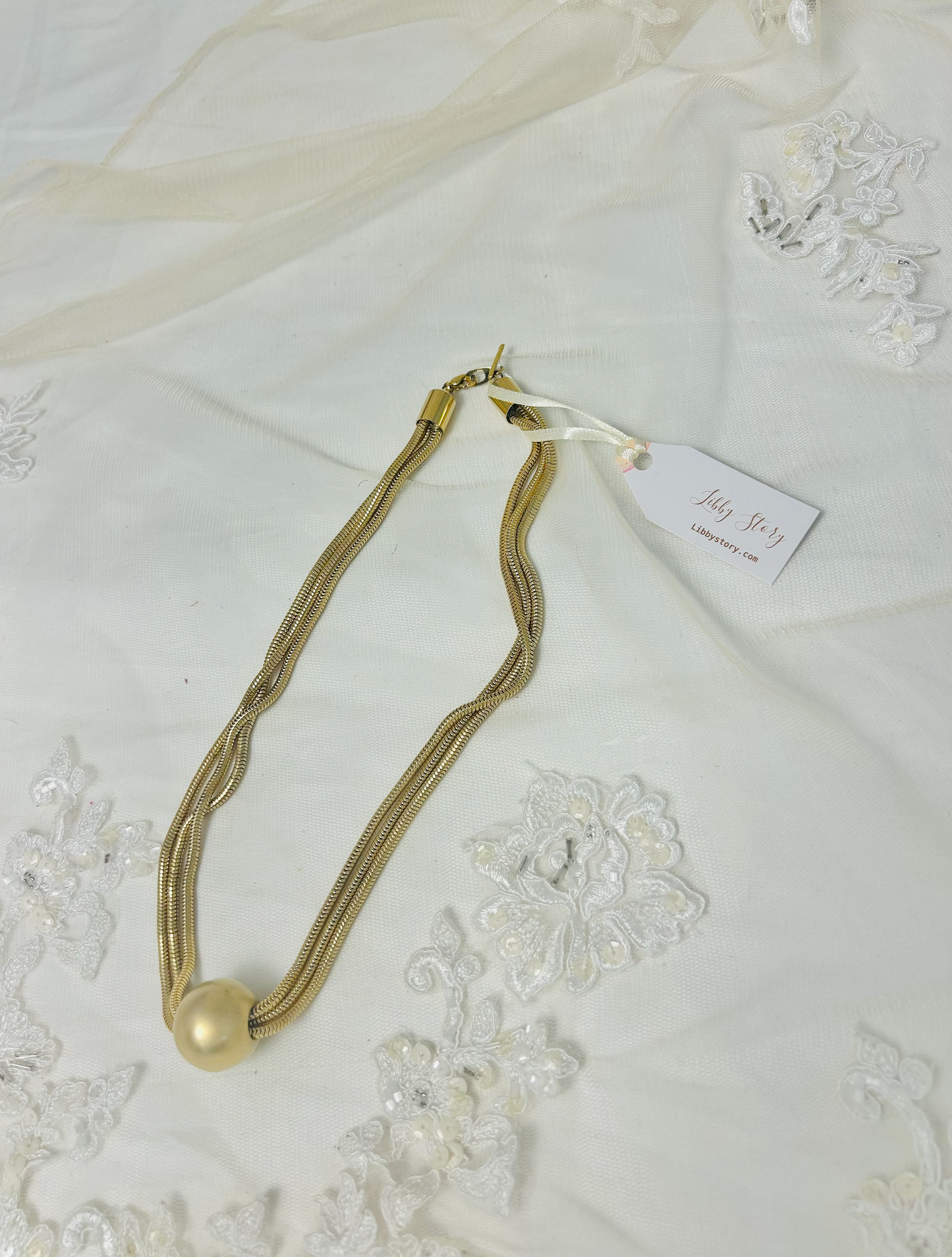 OOAK Vintage Snake Chain and Ball Necklace