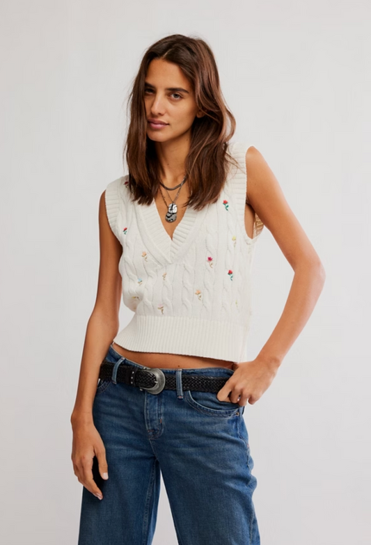 Free People Plumeria Floral Vest