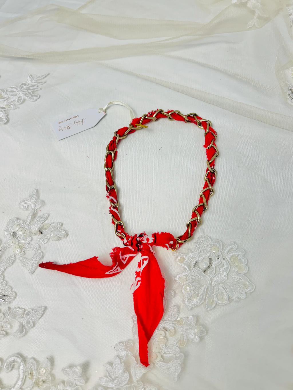 OOAK Handmade Bandana and Chain Necklace
