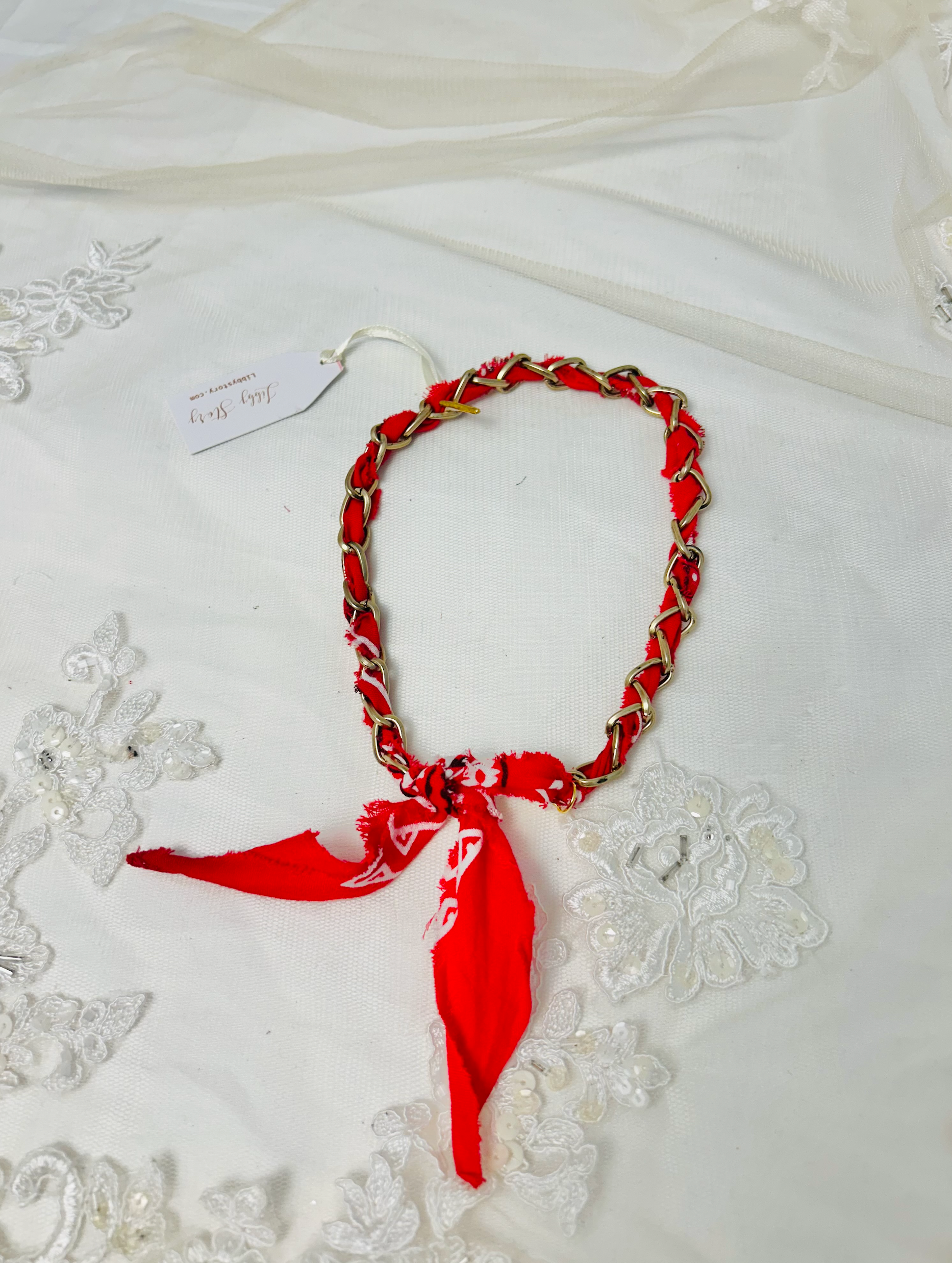 OOAK Handmade Bandana and Chain Necklace