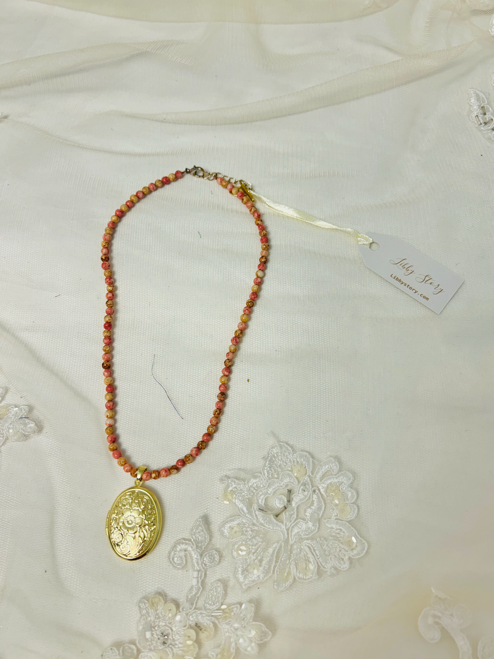 OOAK Vintage Beads with Locket Chain Necklace