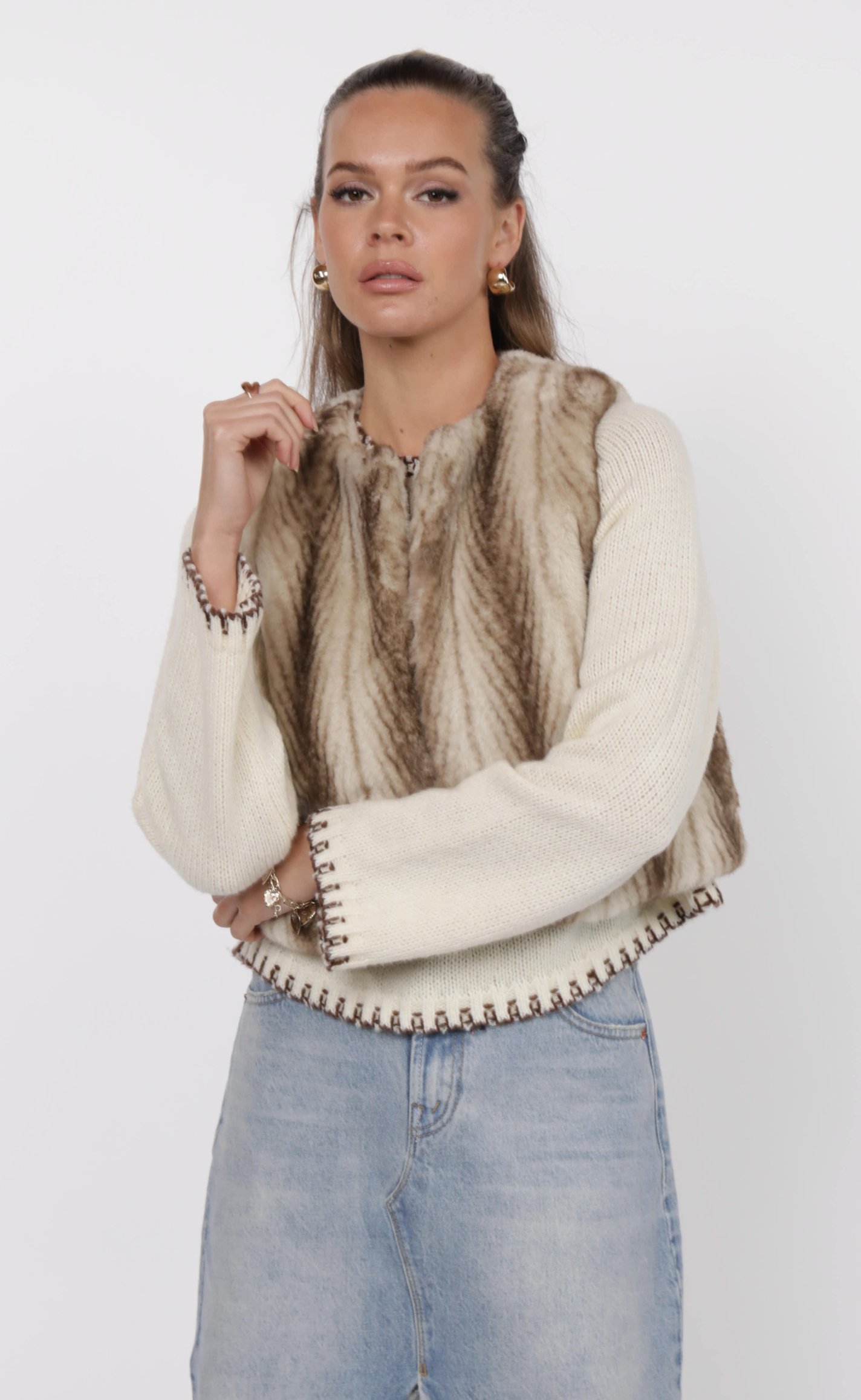 Sage the Label DEMI FAUX FUR CROPPED VEST