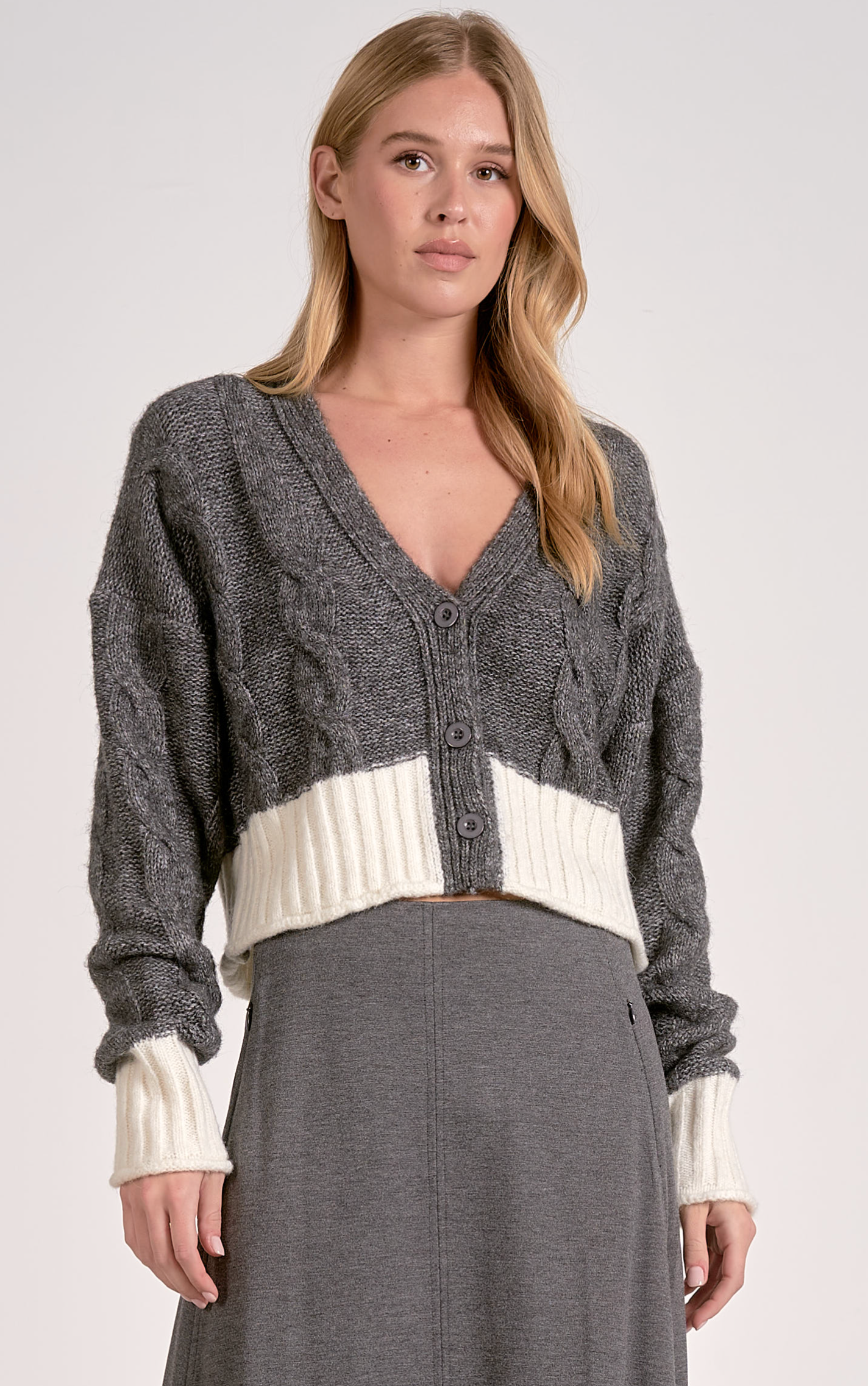 Elan Color Block Sweater Cardigan