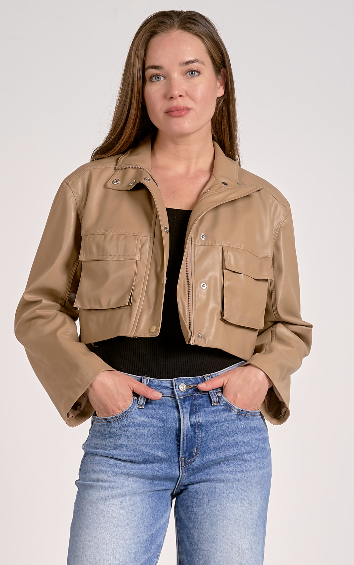 Elan Front Pocket Cropped Jacket