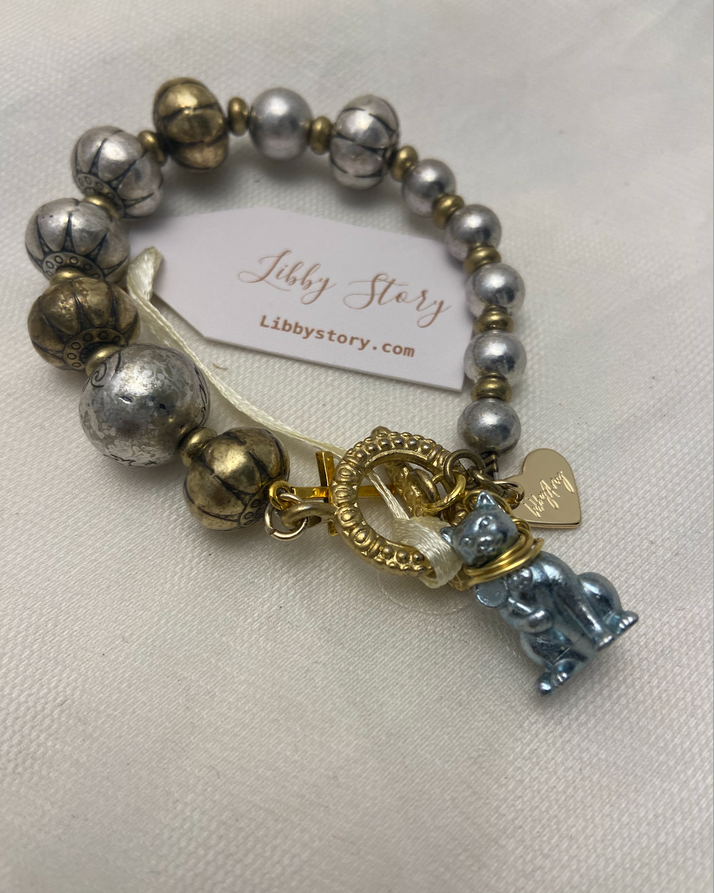 OOAK Vintage Cat Charm Bracelet