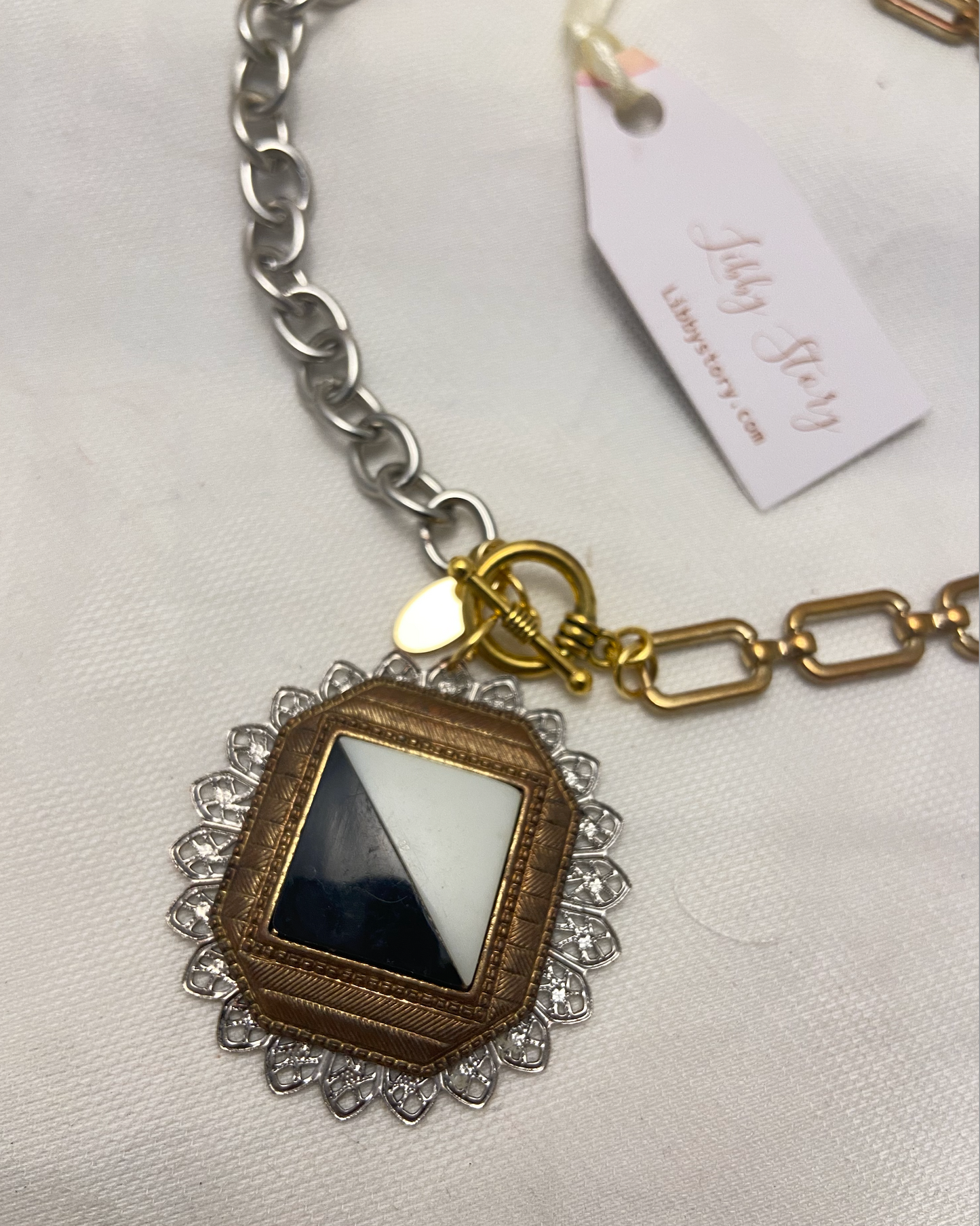 OOAK Handmade Pendant on Mixed Metal Chain