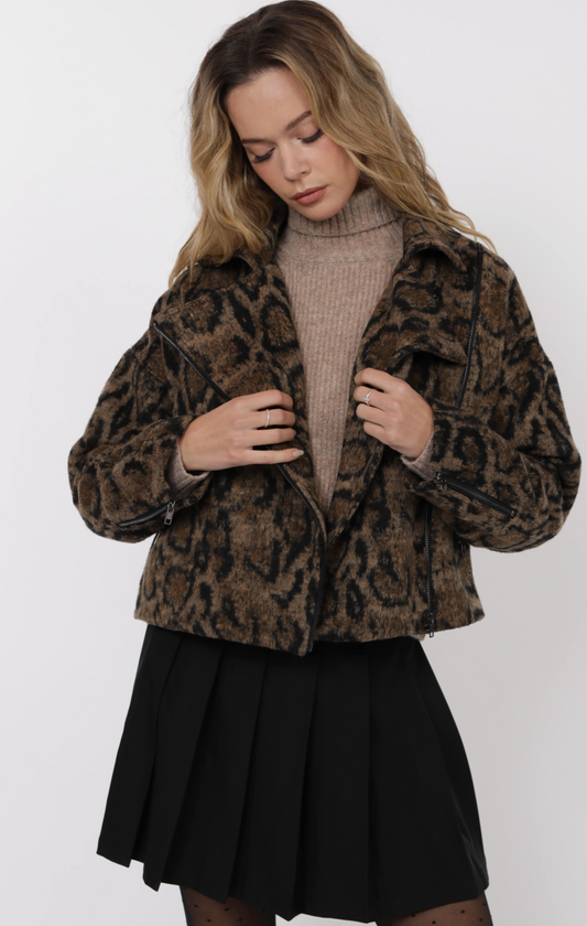 Sage the label Strada Brushed Vegan Leopard Oversized Jacket