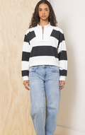 Vintage Havana Striped French Terry Half Zip Sweatshirt