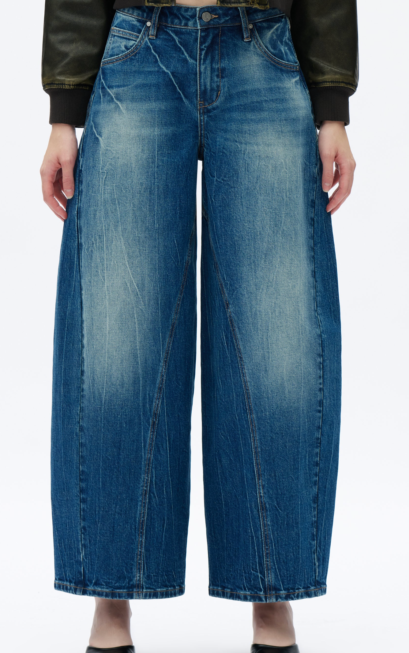 Bayeas Mid Rise barrel leg Jeans
