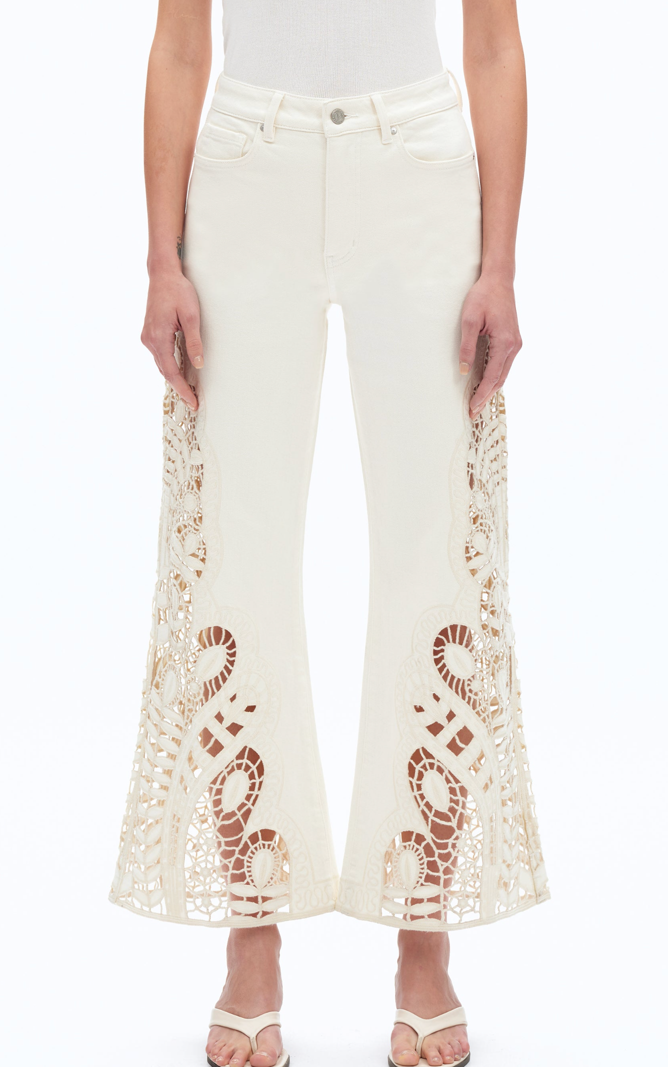 Bayeas Embroidered High Rise Wide Leg Pants