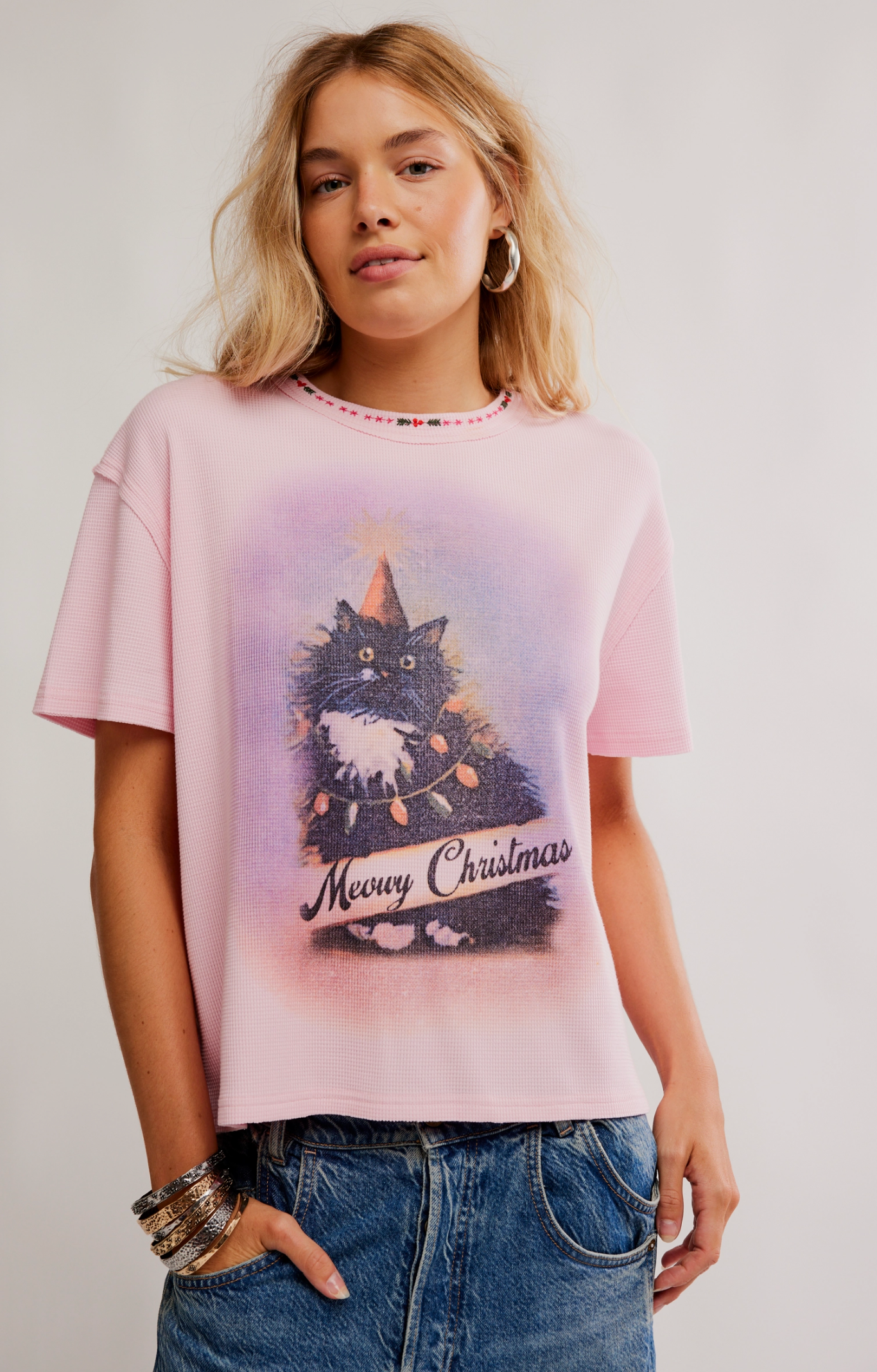Free People Merry Meowy Tee