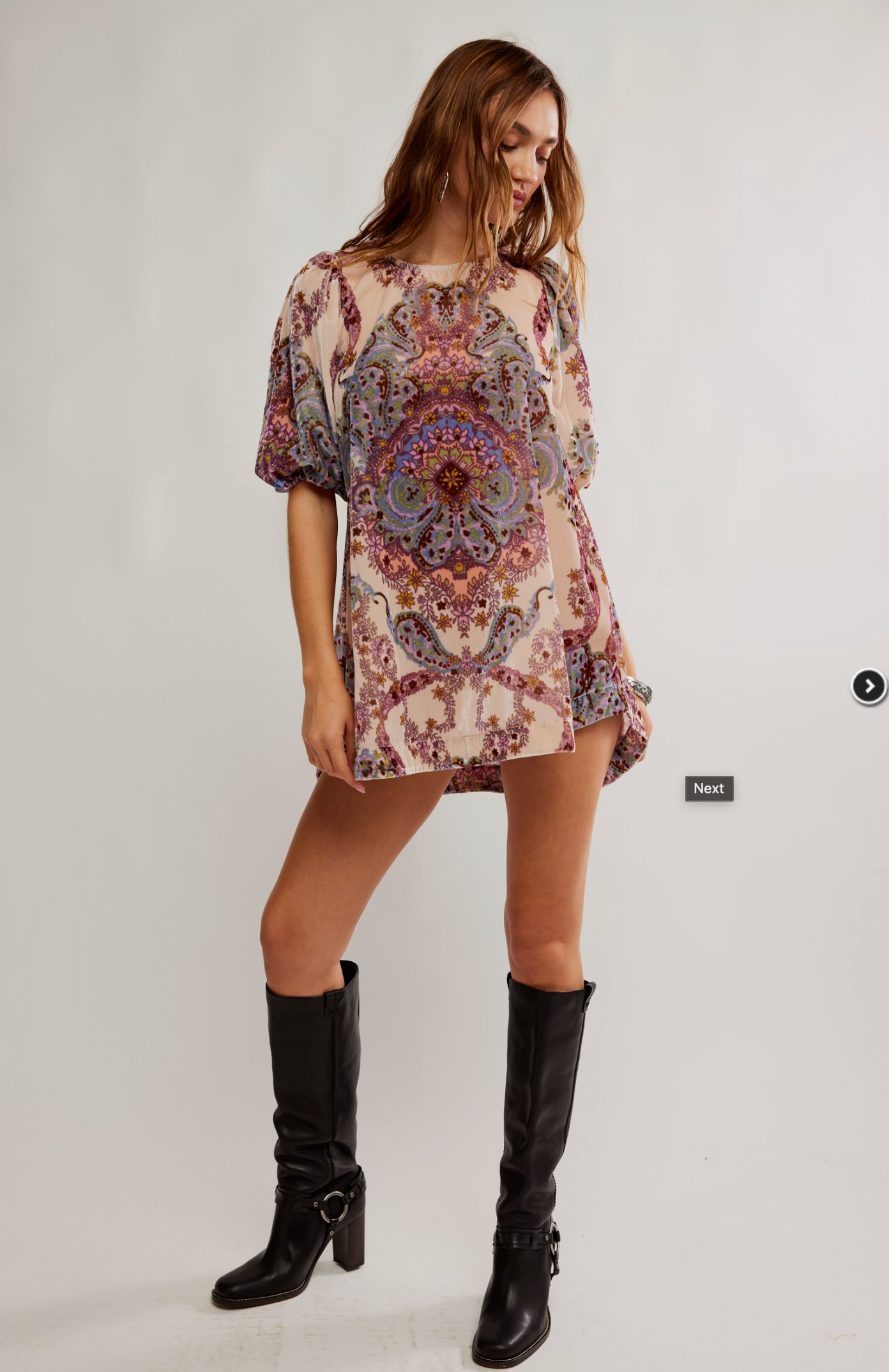 Free People Maye Printed Velvet Tunic