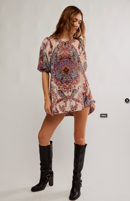 Free People Maye Printed Velvet Tunic
