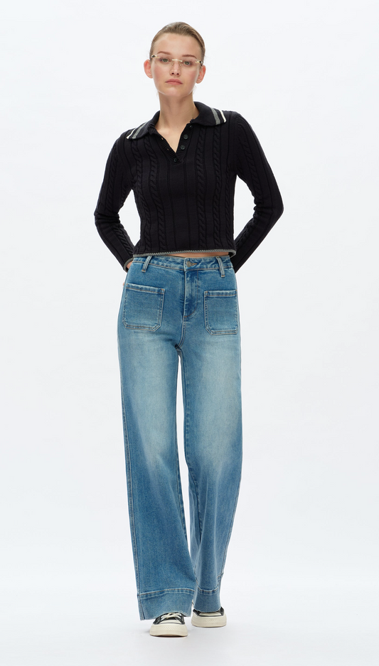 Bayeas High Rise Wide Leg Jean