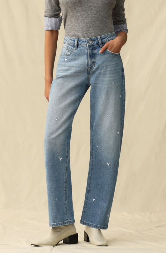Bayeas Flora Mid Rise Barrel Jeans