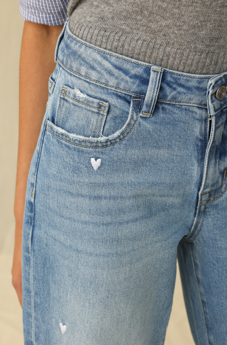 Bayeas Flora Mid Rise Barrel Jeans