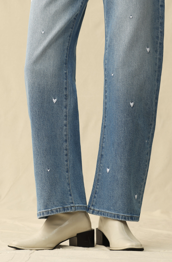 Bayeas Flora Mid Rise Barrel Jeans
