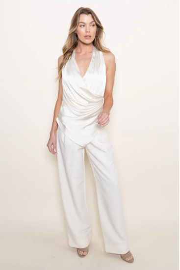 V-Neck Wrap Halter Neck Top