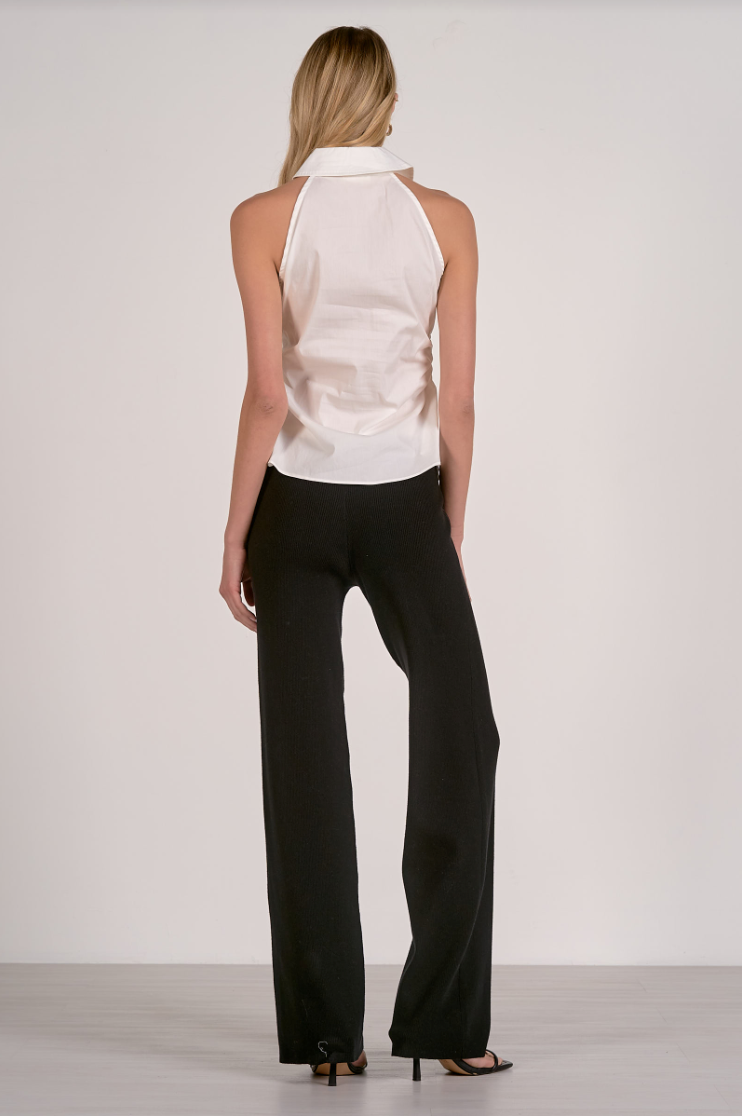 Elan Sleeveless Collar Button Up Top
