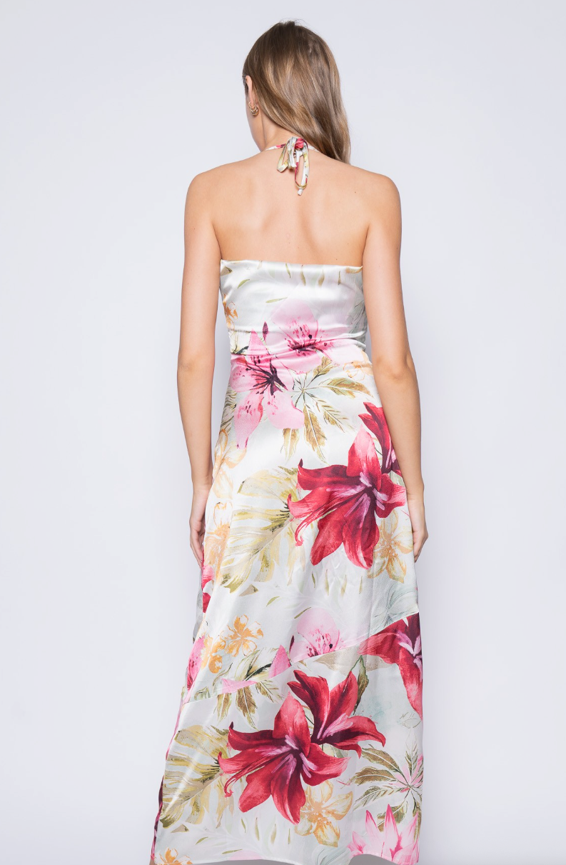 Cowl Neck Bead Strap Maxi Dress