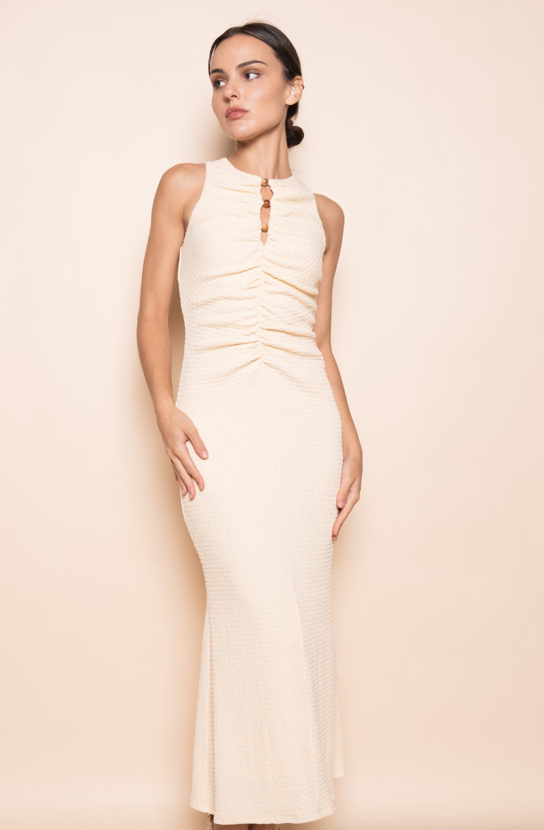 Center Front Keyhole Bead Maxi Dress