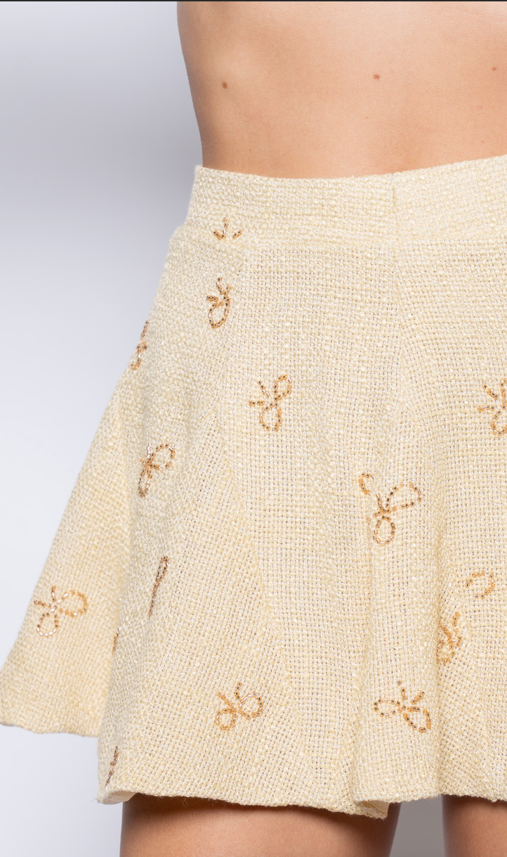Bows Tweed Mini Skirt
