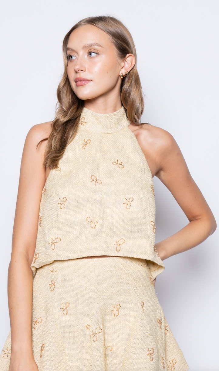 Bows Tweed Tank Top
