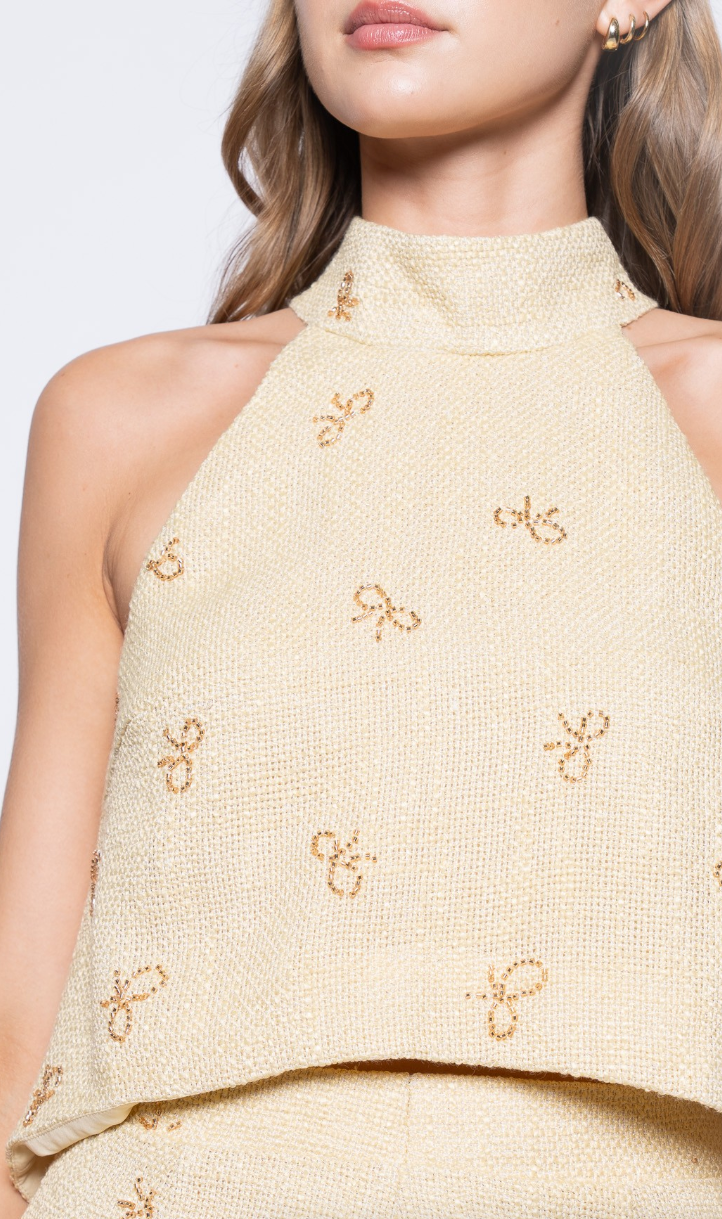 Bows Tweed Tank Top