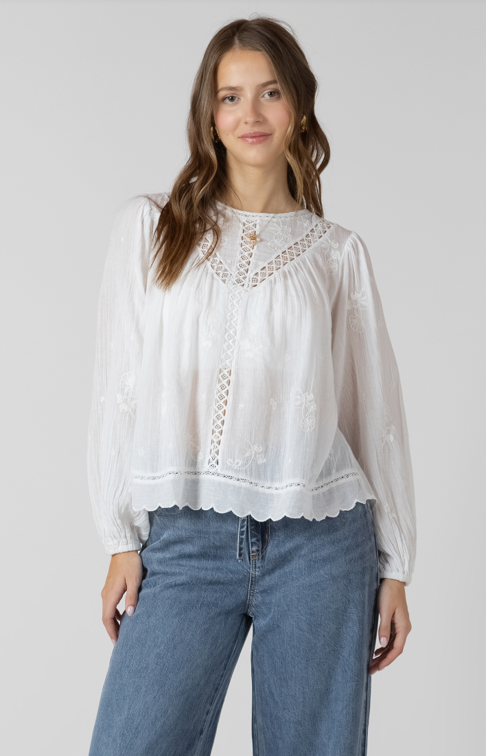 Dex Crochet Detail Embroidered Blouse
