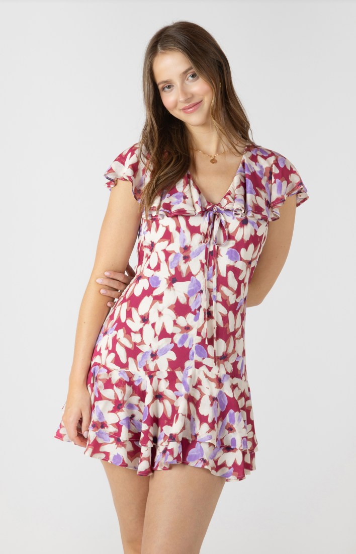 Dex Ruffled Flounce Hem Mini Dress
