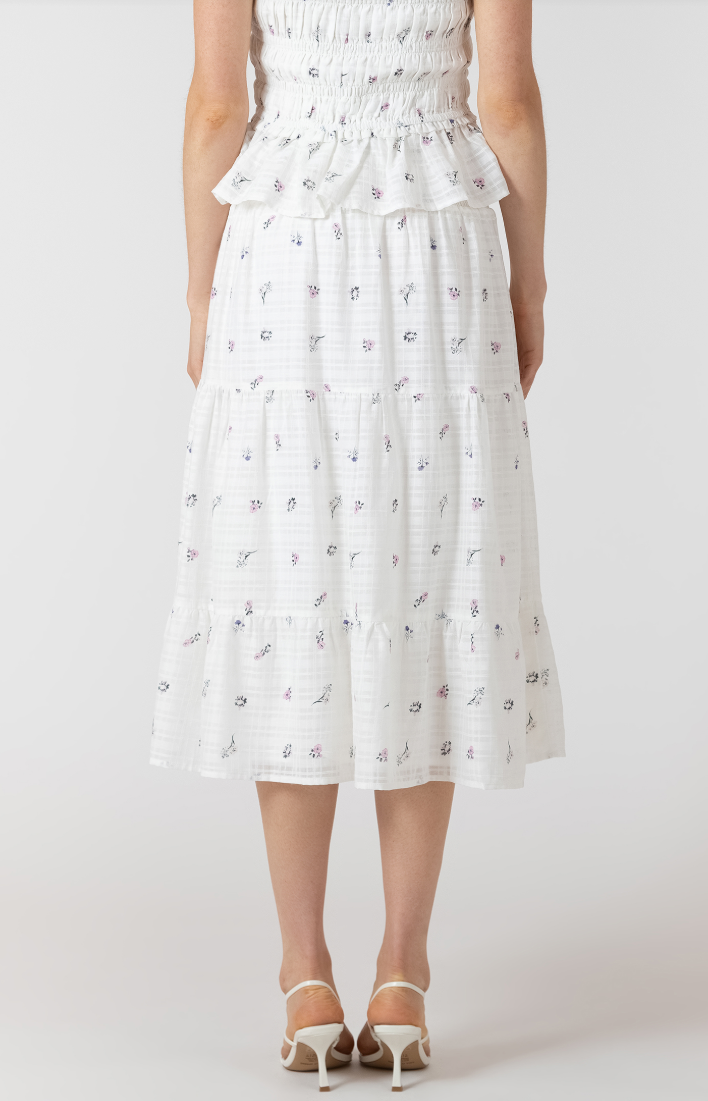 Dex Smocked Waist Midi Skirt