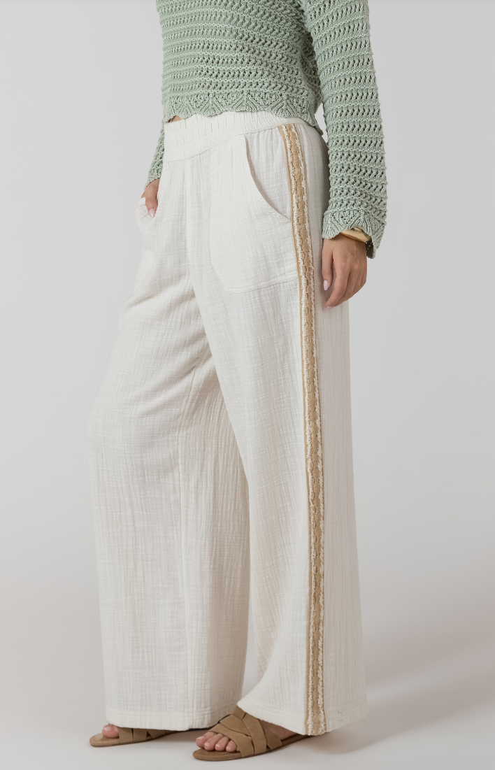 Dex Crochet Trim Wide Leg Pants