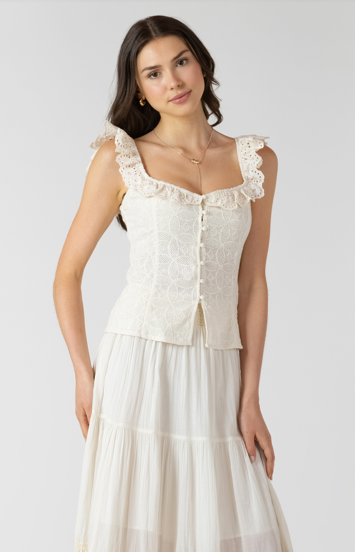 Dex Button Front Eyelet Tank