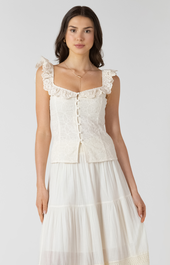 Dex Button Front Eyelet Tank