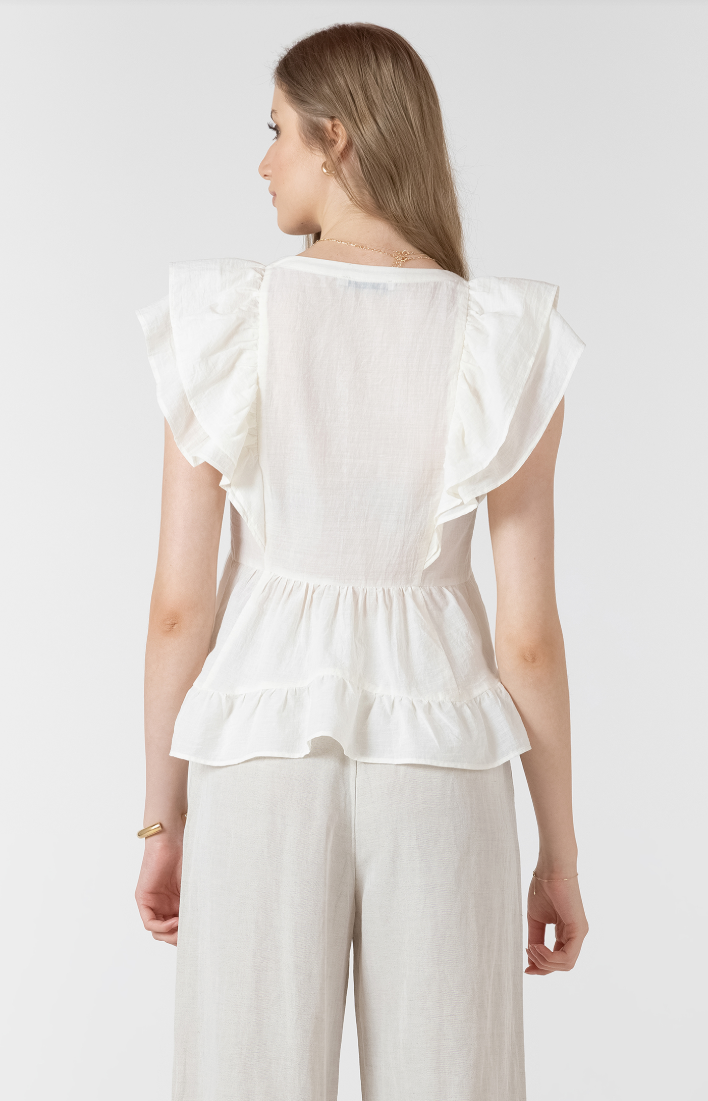 Dex Printed Ruffle Tencel Blouse