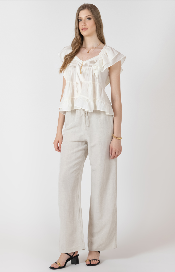 Dex Printed Ruffle Tencel Blouse